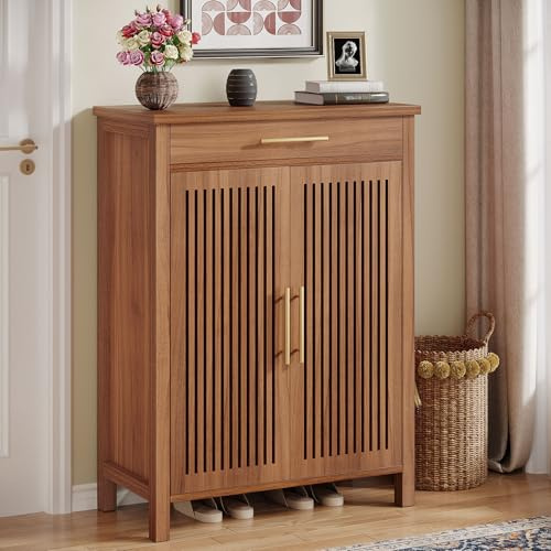 Tribesigns 5-Tier Shoe Storage Cabinet with Adjustable Shelves, Brown