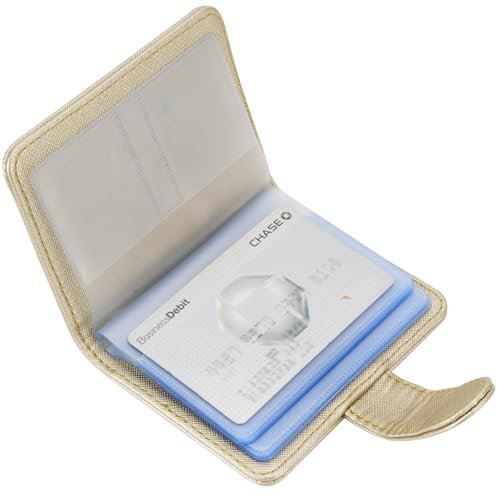 Wisdompro Kreditkartenetui RFID Schutz, Kartenetui f¨¹r 20 Karten und 7 Speicherkarte/M¨¹nzen (Gold)
