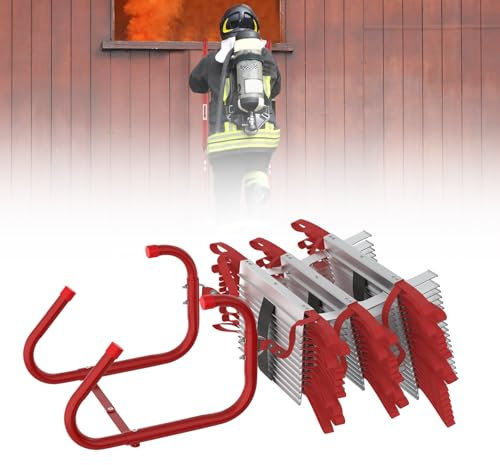 Froadp Strickleiter Feuerleiter Feuerfeste Rettungsleiter,Sicherheitsleitern Einziehbare Notausgansleiter Geeignet für 3-Stöckige Häuser,Outdoor Balkon Fenster,Gewichtskapazität bis zu 450 kg (7.5 M)