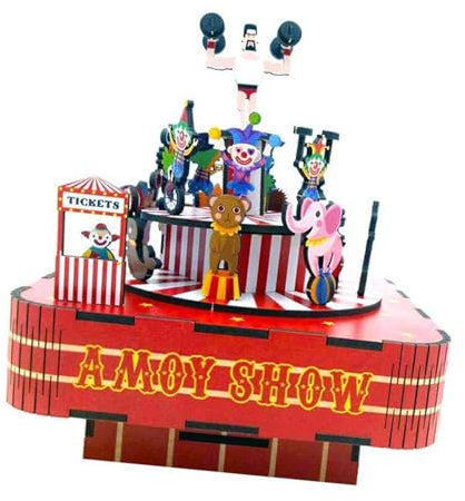 DGRTYG DIY 3D-Holz-Zirkus-Truppe-Spieluhr Miniatur-Modellbausätze Puzzles Können Sich Bewegen Für Geburtstagsgeschenke Heimdekoration