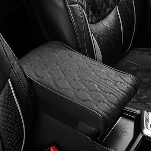 HERTC Mittelkonsole Armlehnenbezug für VW Amarok 2010-2024, Armlehne Universal Auto Box Pad Konsolen-Handauflagekissen Auto Decor Zubehör,Black