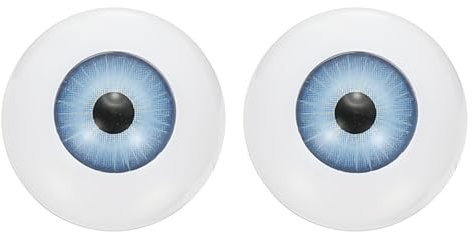 PATIKIL 24mm Doll Eyes, 2 Pcs Realistic Acrylic Eyes Plastic Half Eyeballs for Dolls Masks Halloween Props Art Craft, Light Blue