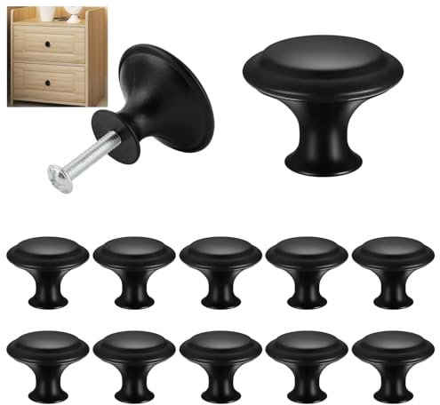 12 Piezas Tiradores Armarios Negro Mate – Pomos Antiguos para Cajones y Muebles Cocina – Tiradores Armarios y Cajones Decorativos Negro