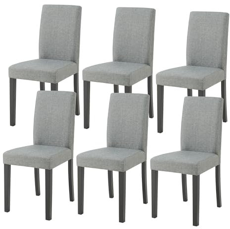 [en.casa] Esszimmerstühle Hamburg 6er Set Küchenstühle Textil Polsterstuhl 89 x 43 x 54 cm Holzbeine Hellgrau