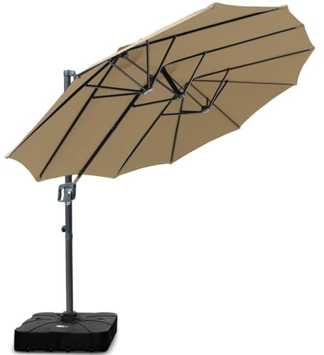 RANSENERS Ampelschirm Doppelsonnenschirm Oval 400x240cm - Schirmständer Optional - Sonnenschirm mit 360° Drehbar - UV50+ Stoff Schützen Sie sich vor Sonnenstrahlen im Garten