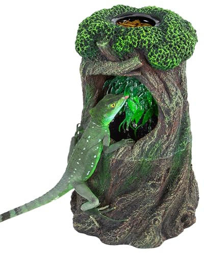 REPTI ZOO Fuente de agua de cascada para reptiles con plato de comida, dispensador de agua grande de terrario de reptiles de 1000 ml para dragón barbudo, camaleón, geco, lagarto, rana de árbol