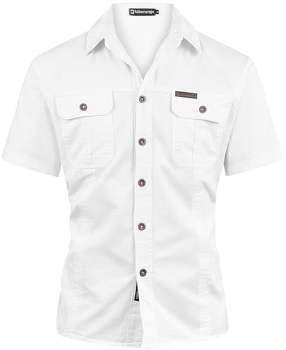 FALKENSTEJN Herren-Kurzarmhemd aus 100% Baumwolle – Atmungsaktiv, Pflegeleicht, Klassischer Schnitt mit Brusttaschen – Freizeit & Büro – S–XXL (S, weiß)
