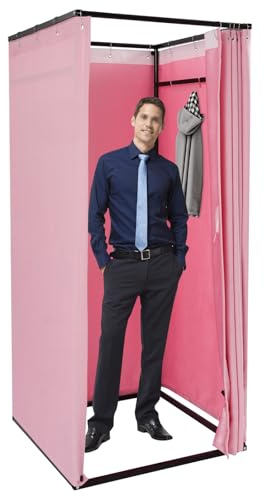 CHFUNE Umkleidekabine Freistehend, Temporärer Einfacher Anproberaum Tragbare Garderobe Umkleideraum für Bekleidungsgeschäfte, Pop-up-Märkte, Fotostudios, Veranstaltungsorte 85 * 85 * 200cm, Hellrosa