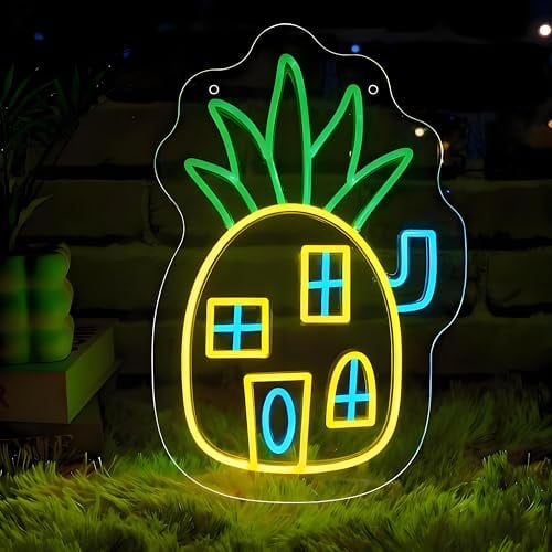 Pineapple House Neon Schild, LED Pineapple Neon Sign für Wand Deko, Dimmbare Ananas Neonlichter USB Power für Schlafzimmer Wohnzimmer Bar Pub Club Männ Höhle Home Hochzeit Geburtstag Party