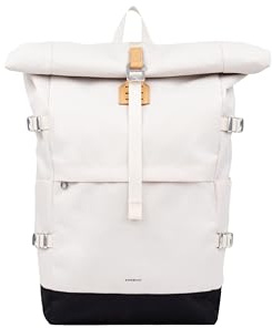 Sandqvist Icon Rolltop Backpack 16”, 26L, White, Laptop Backpack, 16 Laptop Compartment, Water-Resistant, Recycled Materials