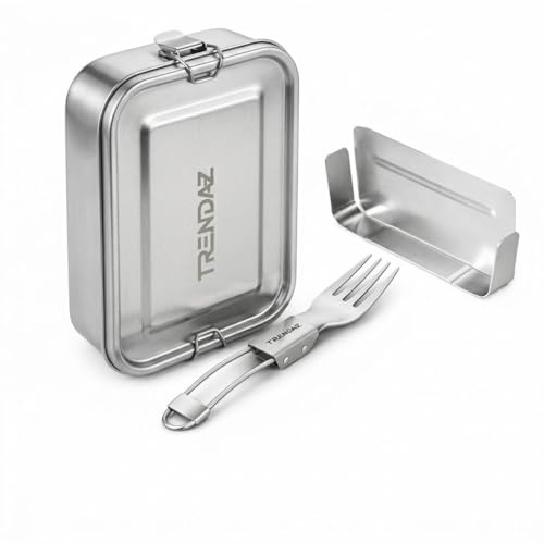 TRENDA-Z® Edelstahl Lunchbox – 100% auslaufsichere Bento-Box mit Trennwand, Silikondichtung & GRATIS faltbarer Gabel | BPA- & plastikfreie Brotdose für Arbeit & unterwegs (1200 ml)