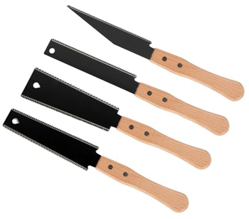 4Pcs Japanese Hand Saw, Woodworking Tools Japanese Pull Saw for Wood, DIY Flush Cut Wood Working Carpenters Tools, Sharp Flat Double Sided Small Saws with Wooden Handle