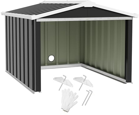 Devoko Abri de Jardin Métallique 86x77x63 cm, Garage pour Robot Tondeuse, Rangement Extérieur pour Outils de Jardin, Niche pour Animaux, Abri Compact avec Toit Penté, Gris Anthracite