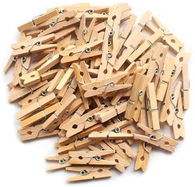 100 mollette in legno, 4,5 cm, mini mollette in legno, sostenibili, per | Craft - Mollette da bucato in legno, piccole, da appendere, per interni ed esterni, materiale naturale, per cartoline