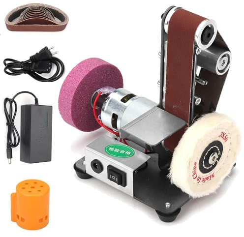3-in-1 Mini Belt Sander Grinder, Electric Knife Sharpener with 7-Speed Control, Polishing Machine for Jewellery, Wood & Metal Projects