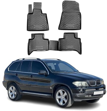 OMAC Gummimatten Fußmatten kompatibel mit BMW X5 E53 1999-2006 TPE Automatten Schwarz 4X