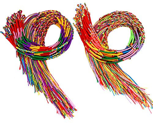 Resinta 100 pulseras trenzadas hechas a mano de colores surtidos de cuerdas de amistad, pulseras de hilo de suministros de fiesta para tobillera de muñeca