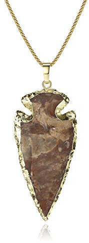 COAI Geschenkideen Unisex Lange Halskette mit Pfeilspitze Anhänger aus Indischer Achat Groß