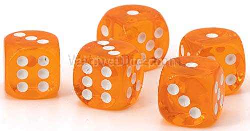 12mm W6 Würfel orange transparent/weiß - Made in Germany! - 10Stk