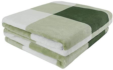 PiccoCasa Fleecedecke Karierte Decke Tagesdecke Flanell Große Decke Wohn- & Kuscheldecke Warm & Weich als Sofadecke/Couchdecke Sofaüberwurf Grün&Weiß 150x200cm