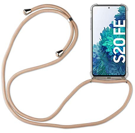 betterfon Hülle Kompatibel mit Samsung Galaxy S20 FE | Handykette Smartphone Halskette Hülle mit Band | Handyhülle mit Kordel zum Umhängen Kompatibel für Galaxy S20 FE | Beige/Braun