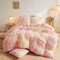 CoutureBridal Bettwäsche 155x220cm Rosa Gelb Warm Winter Plüsch Langhaar Flauschig Flanell Biber Winterbettwäsche Bettbezug mit Reißverschluss und Kissenbezug 80x80cm