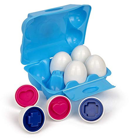 Playkidz Eier zum Sortieren von Formen – Entwicklungs- und Lernspielzeug – EIN halbes Dutzend (6) Teile zum Mischen und Anpassen von Farbe oder Form – empfohlen für Kinder ab 18 Monaten