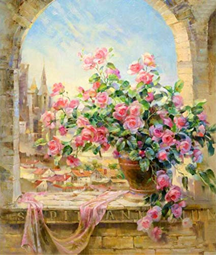 LWLFC Diamond Painting Fenstergitter 5D Diamant Painting,Diamant Painting Bilder Erwachsene Kinder 5D Diamant Painting Full Diamond Painting Set Full Kunsthandwerk für Heimwand Deko 30X40Cm