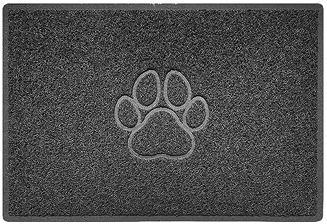Nicoman Paw Embossed Shape Door Mat Dirt-Trapper Washable Barrier Doormat-Dark Grey (Watertight Rubber-Back)-Large (90x60cm)