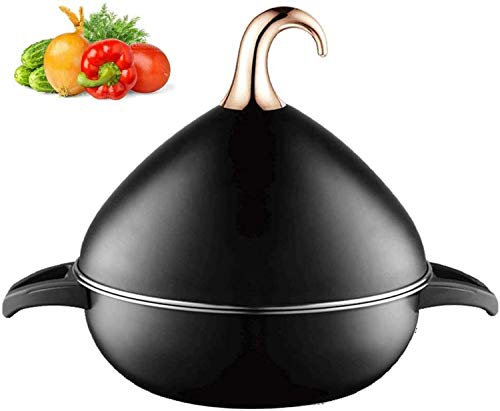 Ceramica cinese-Tagine Pentola in ghisa 3.5L | Pentola tagine con base smaltata in acciaio inox in acciaio inossidabile | Facile da pulire | senza piombo cucina cibo sano