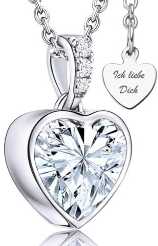 LOVENEST Herz Halskette Silber 925 / Vergoldet Halskette Damen I Love You Kette Silberkette Herz Anhänger Schmuck Geschenke Frauen Freundin Sie zum Geburtstag Hochzeitstag Liebesgeschenk, Zirkonia