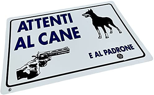 Kombi Cartello Attenti Cane Padrone Segnaletica Targa Pvc Plastica 20 x 30 cm Tabella Segnale Casa
