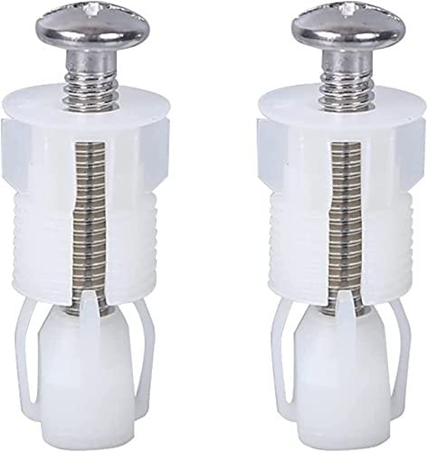 2pcs Toilet Seat Fittings and Fixtures Toilet Lid Screws Stainless Steel Top Fixing Hinges Screws Expanding Nylon Nuts White Fixing Bolt for Toilet Covers Blind Hole Fitting WC Replacement Kit