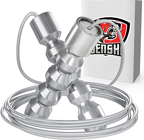 Senshi Japan - Cuerda de saltar con asas pesadas de 1 kg, asas antifatiga, cuerda de saltar de alambre de acero pesado para hombres, mujeres y niños,