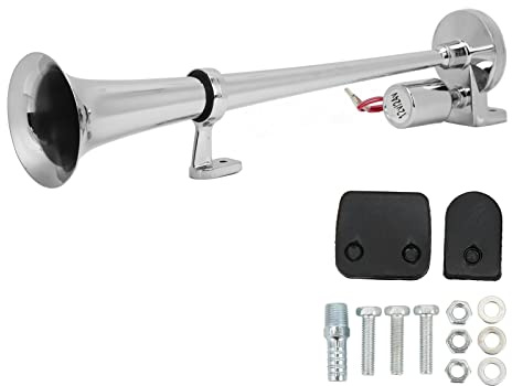 Aramox Elektrisches Trompetenhorn, 12V/24V, Single 1 Tube, 135 dB, für Auto, LKW, Boot