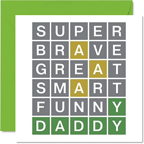 Vatertagskarten für Papa – Wort-Puzzle-Quiz Smart Funny – Happy Birthday Karte für Vater von Sohn, Tochter, Vater Geburtstagsgeschenke, 145 mm x 145 mm Witz Vatertag Grußkarten Geschenk für Papa Papa