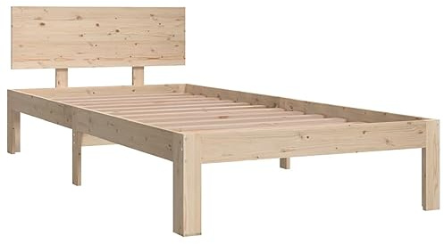 vidaXL Massivholzbett Bettgestell Bett Holzbett Einzelbett Bettrahmen Lattenrost Schlafzimmerbett Schlafzimmermöbel Kiefer 90x200cm