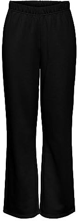 PIECES Damen PCCHILLI HW Wide Sweat Pants NOOS BC Hose Schwarz Standardlänge Gerade Hohe Taille Elastischer Bund Relaxed Fit Entspannt Herbst/Winter Einfarbig 2 Taschen