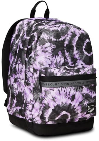 Seven Zaino Doppio Scomparto - Pro XXL The Double - Con Tasca Porta PC Portatile, Tasca Porta Borraccia, Auricolari Wireless - Viola - Scuola & Tempo Libero