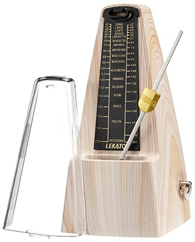 Mechanisches Metronom mit Glocke, LEKATO Universal Metronom für Klavier, Gitarre, Ukulele, Violine und Chromatik, lauter Klang, hohe Genauigkeit Track Beat und Tempo für Musiker Helle Holzfarbe