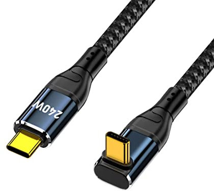 chenyang Câble USB C vers USB C 240 W 480 Mbps 48 V 5 A 90 degrés coudé vers le haut compatible avec USB 2.0 100 W charge 1 m