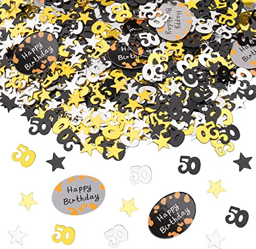 GoldRock Konfetti Tischdeko 50 Geburtstag Männer Frauen Deko, Konfetti Deko zum 50 Geburtstag Schwarz Gold Silber, Streudeko Deko 50. Geburtstag Frauen, Confetti Tischdeko 50 Geburtstag Mann Frau