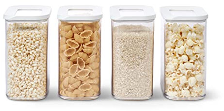 Mepal Food Storage Container 4-Piece Set - Food Containers - Kitchen Container & Organizer - Stackable & Airtight Food Storage Container - 4 x 1500 ml - White