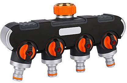 SEIWEI 4 Wege Verteiler Wasser 3/4 Zoll und 1/2 Zoll Wasserhahn Verteiler Wasserhahn-Adapter Gartenschlauch Verteiler Gummierte Wasserhahn-Schlauchanschlüsse