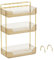 SONGMICS Organizer Trucchi a 3 Livelli, Porta Cosmetici, 2 Accessori Opzionali, Rettangolare, Separabile, Portagioielli, per Toeletta, Idea Regalo, Oro Champagne JKA013A01