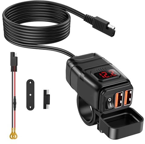 ZEXMTE 12V USB Steckdose Motorrad, 6.4A Quick Charge 3.0 USB-Ladegerät mit EIN-/Ausschalter und LED-Spannungsmesser, 12V ~24V Motorrad Wohnmobil KFZ Boot