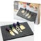 4 Piece Cheese Knife Set With Slate Board - 4pc Set, Gold Coloured Stainless Steel Blades with Comfort Soft Touch, Ergonomic Handles, Includes Slate Cutting & Serving Board, 2 Year Guarantee.