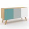 IDMarket - Sideboard, skandinavisch, 113 cm, Alice, 3 Türen, Blau, Grau und Weiß