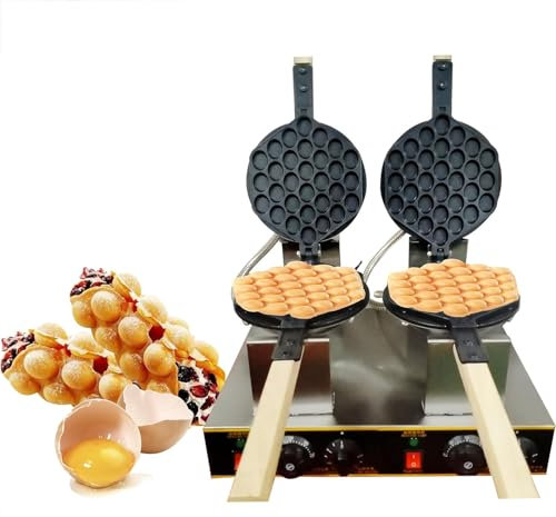 DPQYJPP Gaufrier à Bulles gaufrier Oeuf gaufrier Double Eggettes Fabricant Commercial antiadhésif électrique Certification CE,110v