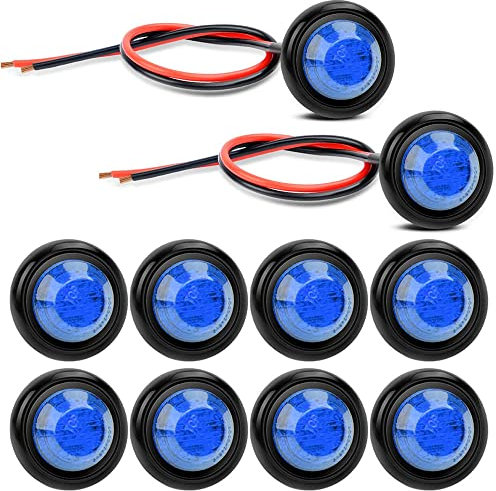 Gebildet 10Stück 12V Blau Vorne Hinten Seitenblinker Bullet Marker Light Runde Umriss LED